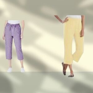 #20W Woman Within Purple and Yellow Cropped Pants